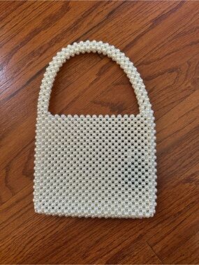 True Decadence Pearl Beaded Mini Bag — Cream Elegant Handheld
